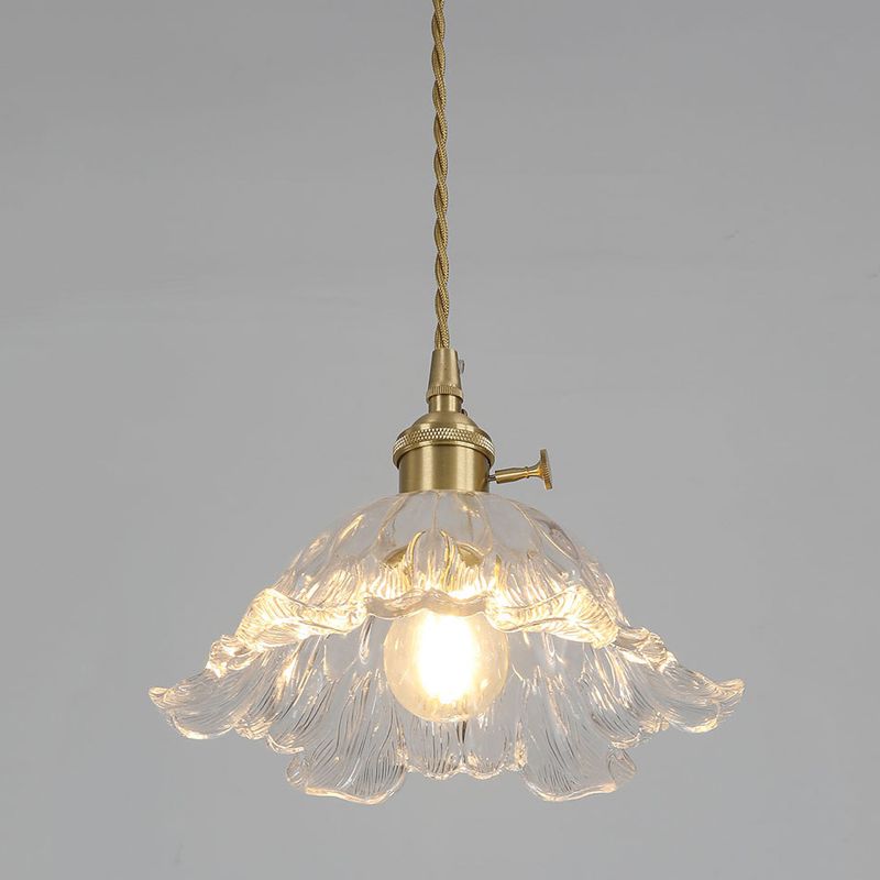 Lunara | Glass Blossom Pendant Light With Soft Ambient Glow For Bedroom And Dining