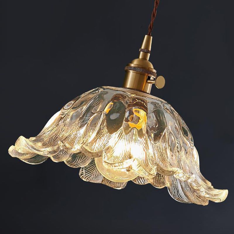 Lunara | Glass Blossom Pendant Light With Soft Ambient Glow For Bedroom And Dining