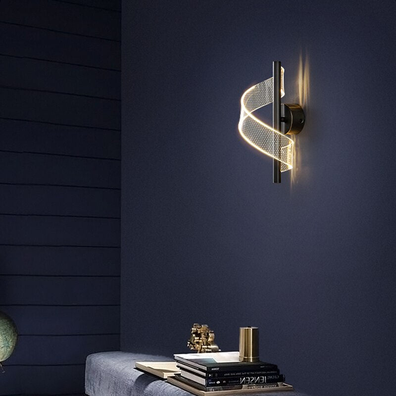 Lumera Glass Wall Sconce With Spiral Detail | Elegant LED Fixture
