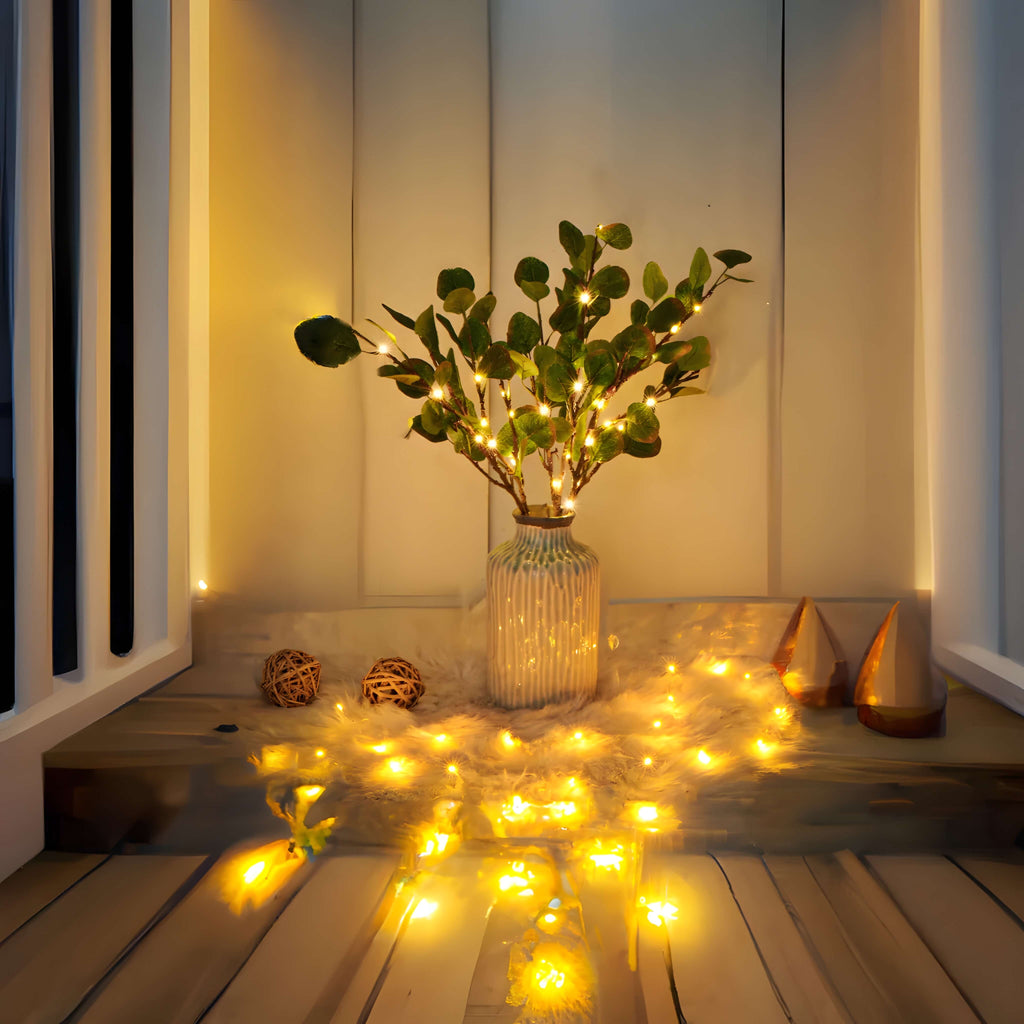 Warm LED Olive Branch Lights by VerdiGlow for Home Decor