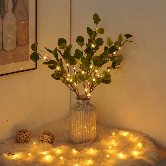 Warm LED Olive Branch Lights by VerdiGlow for Home Decor