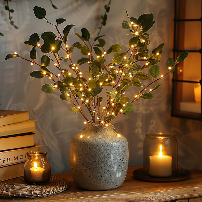 Warm LED Olive Branch Lights by VerdiGlow for Home Decor