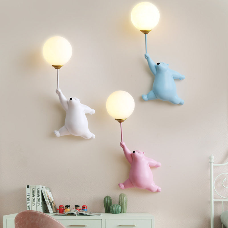 AuroraNest | White Bears LED Wall Light for Children's Bedroom