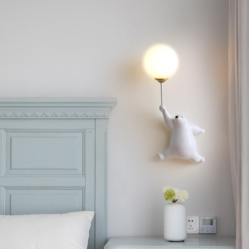 AuroraNest | White Bears LED Wall Light for Children's Bedroom