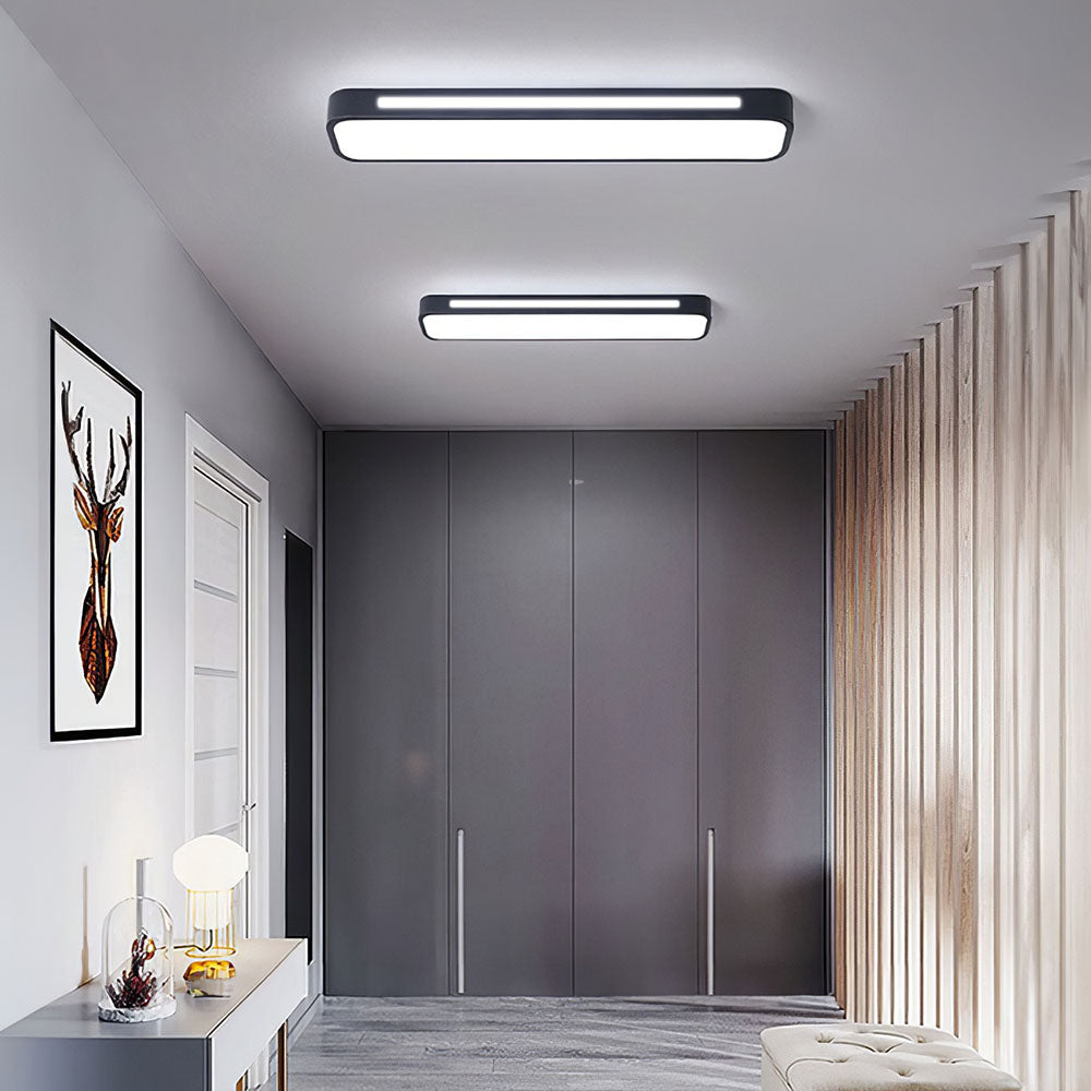 Korra Long LED Ceiling Light in Minimalist Black or White Finish