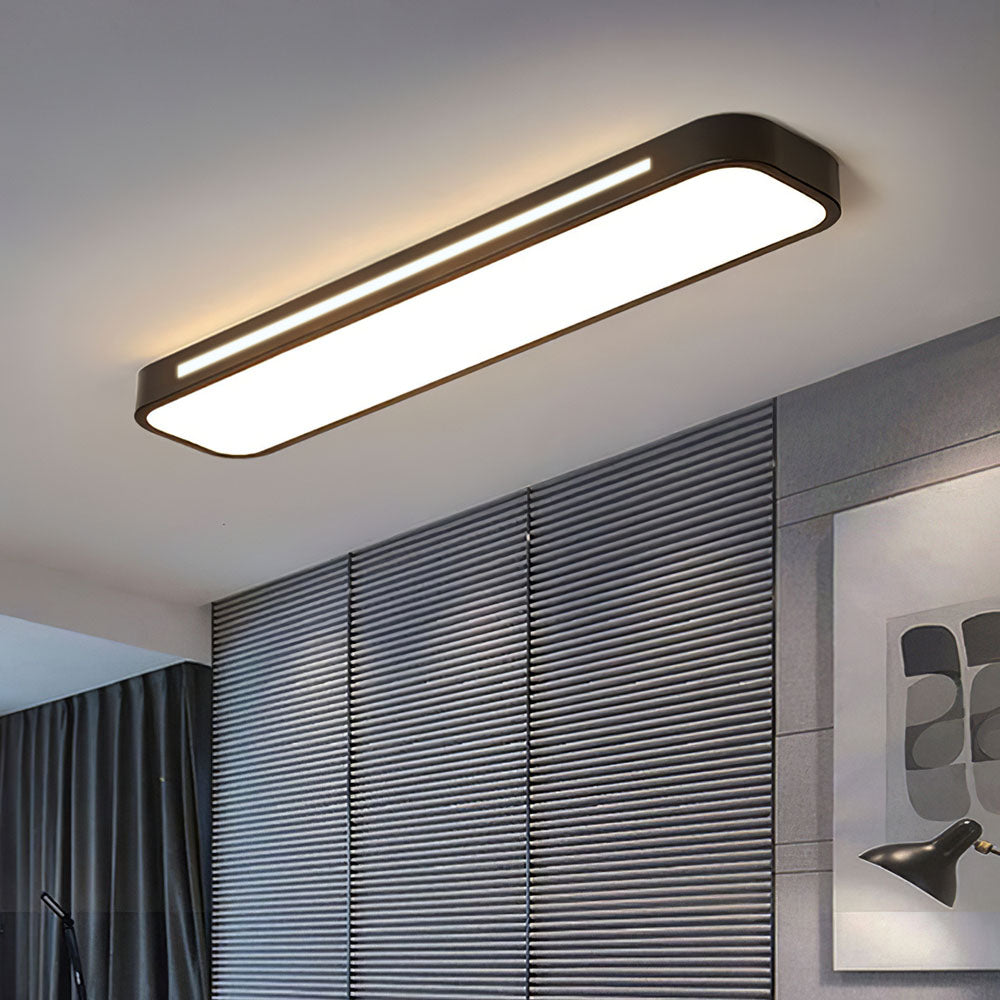 Korra Long LED Ceiling Light in Minimalist Black or White Finish