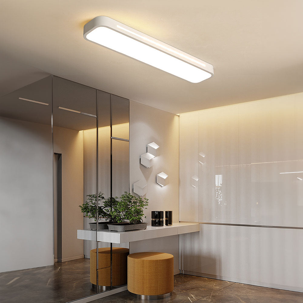 Korra Long LED Ceiling Light in Minimalist Black or White Finish
