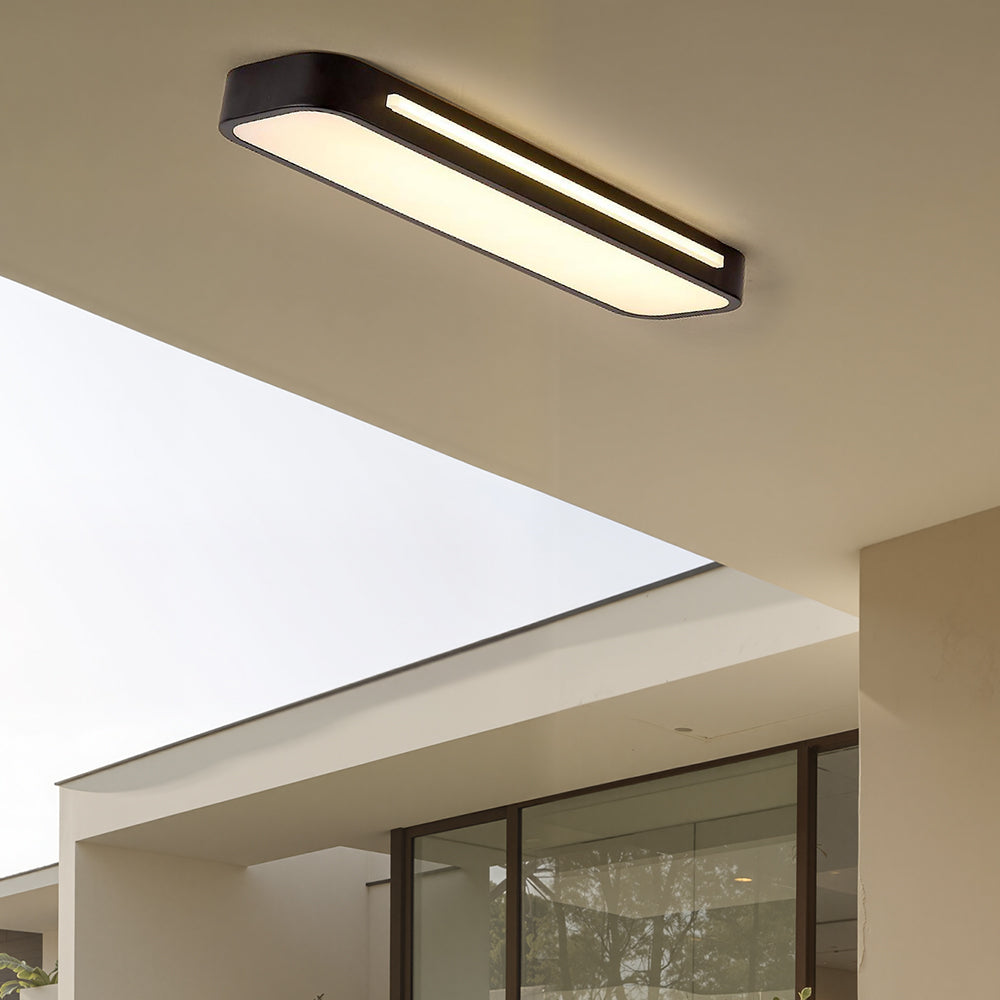 Korra Long LED Ceiling Light in Minimalist Black or White Finish