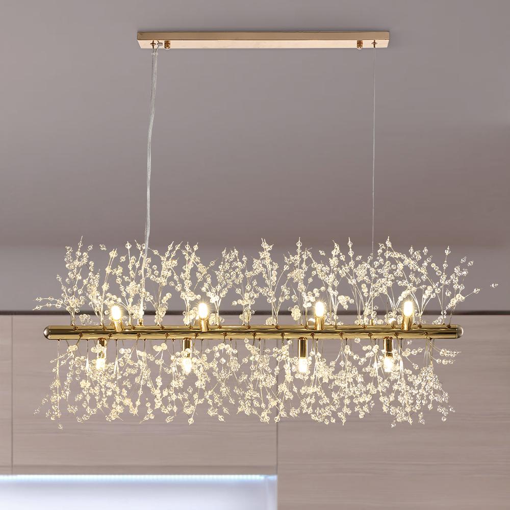 Lumiara Crystal Linear Chandelier | 12-Light Modern Dining Pendant