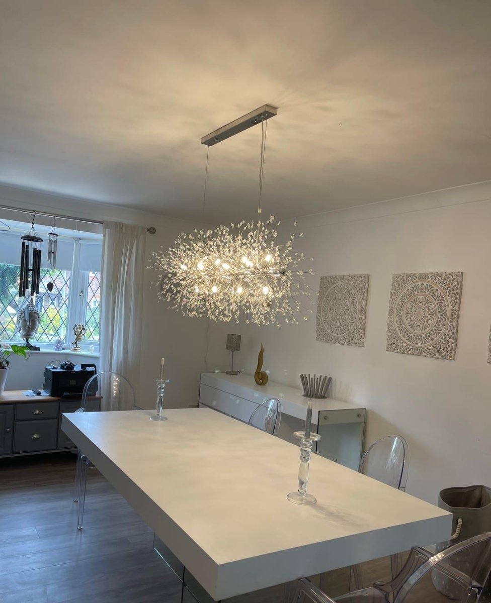 Lumiara Crystal Linear Chandelier | 12-Light Modern Dining Pendant