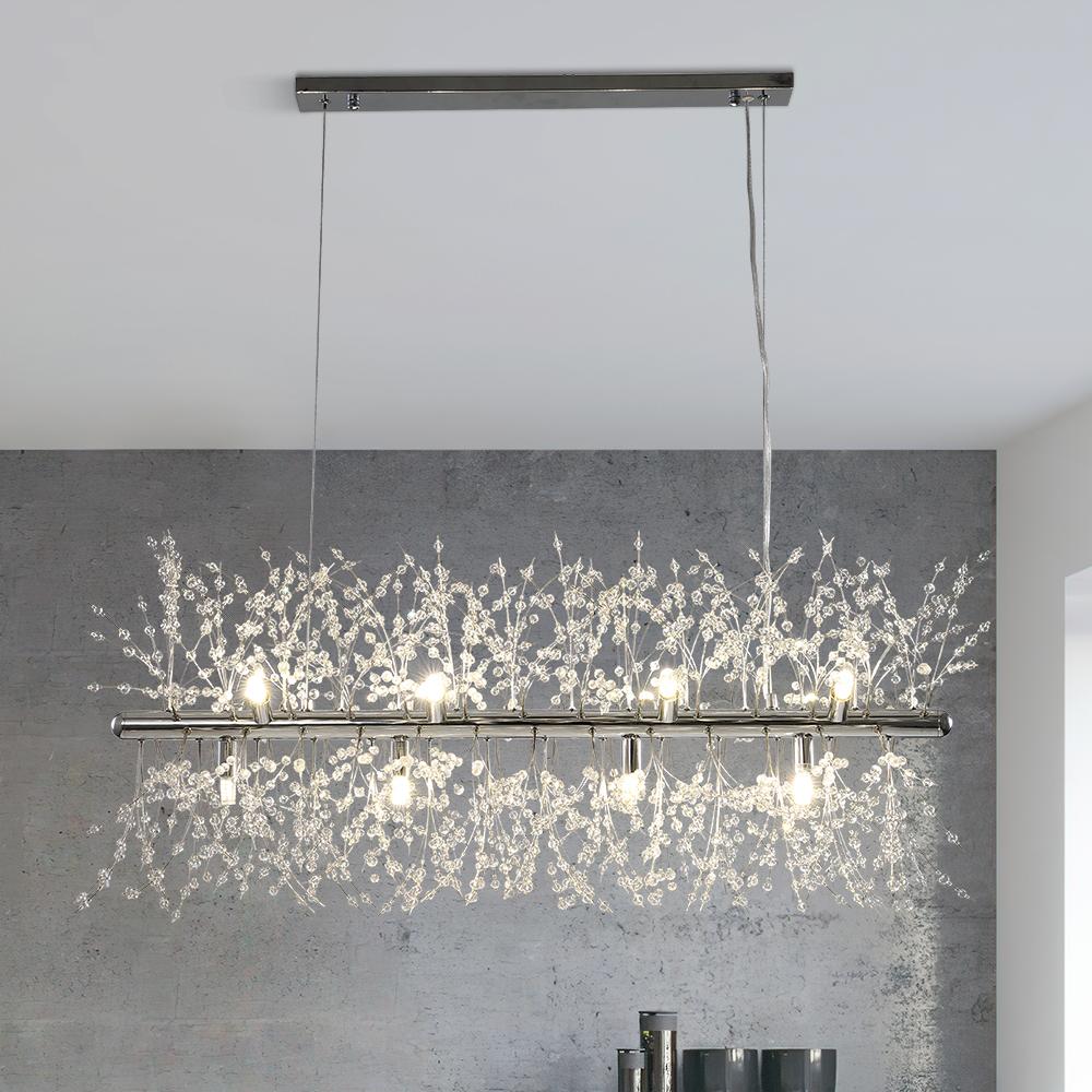 Lumiara Crystal Linear Chandelier | 12-Light Modern Dining Pendant