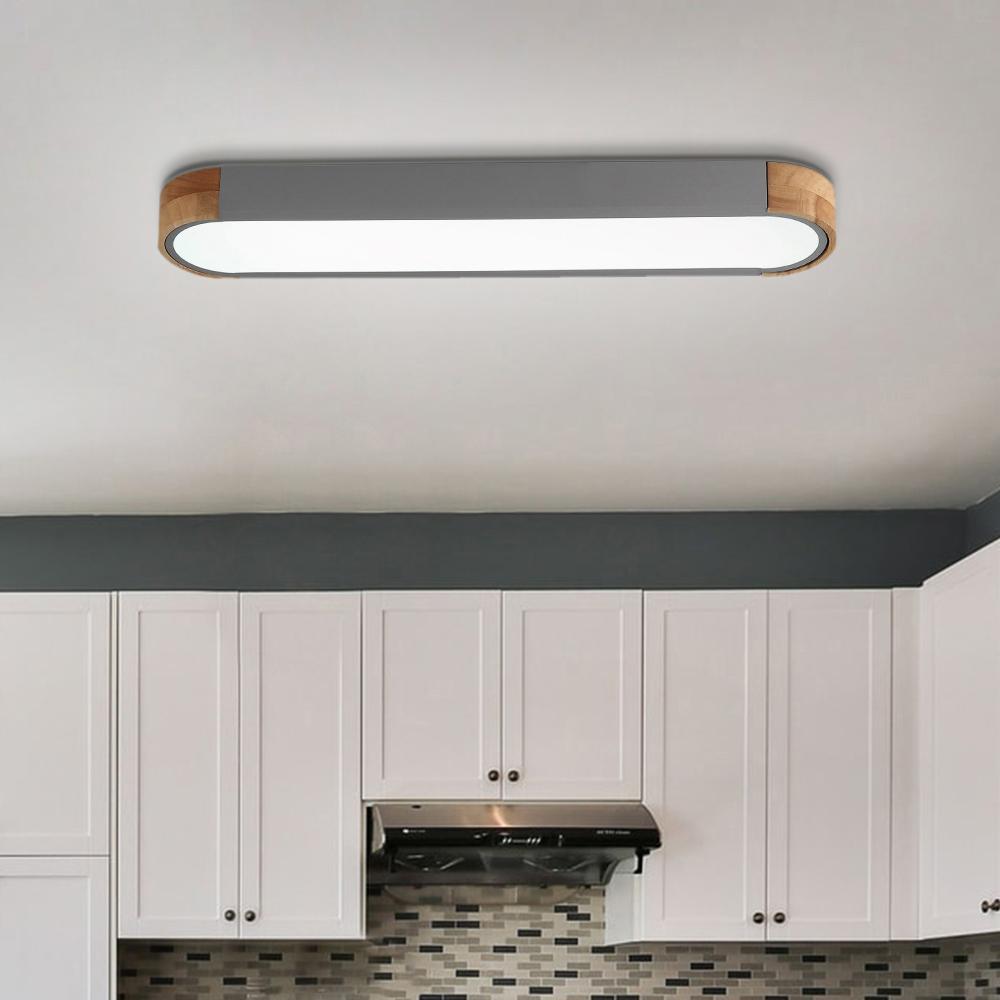 Kirrea | Oval Flush LED Ceiling Light With Wood Accent, Dimmable for Living Room