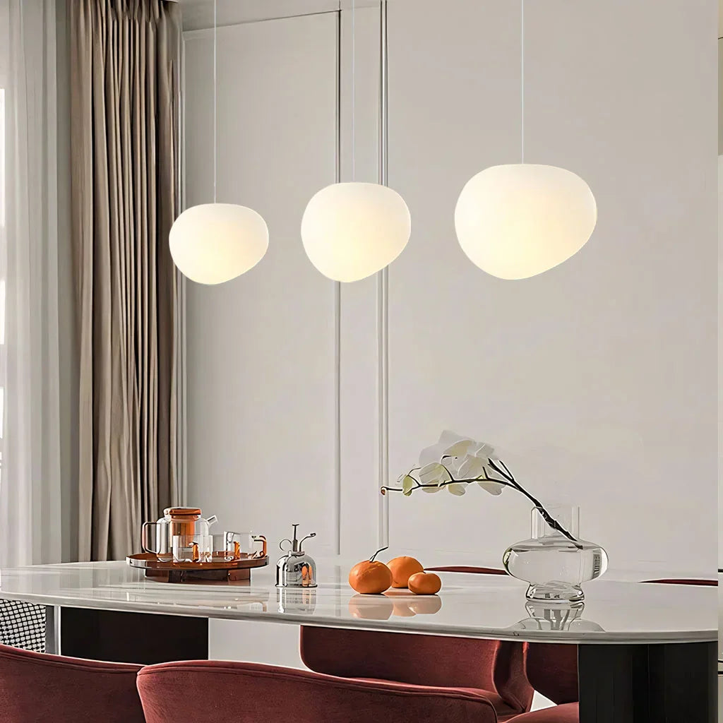 Lumera Pendant Light With Frosted Pebble Shade, Soft Minimalist Glow