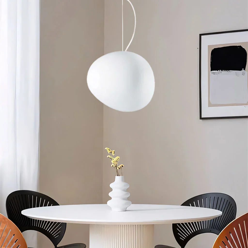 Lumera Pendant Light With Frosted Pebble Shade, Soft Minimalist Glow