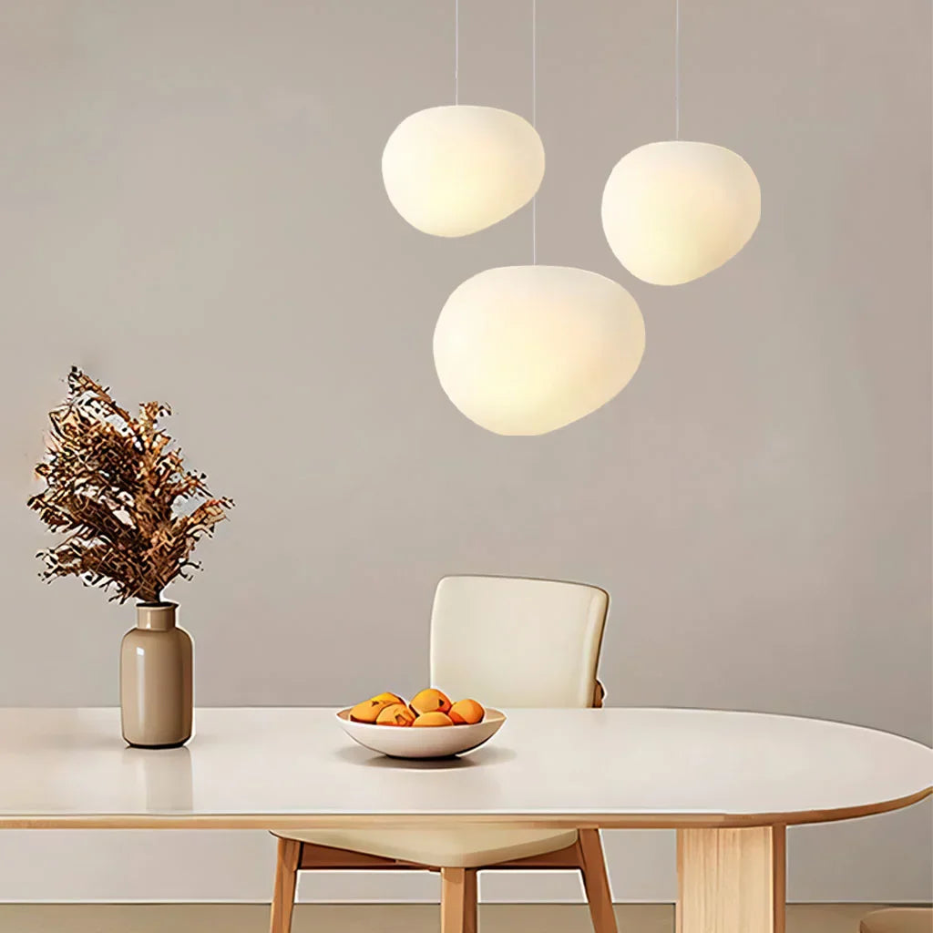 Lumera Pendant Light With Frosted Pebble Shade, Soft Minimalist Glow