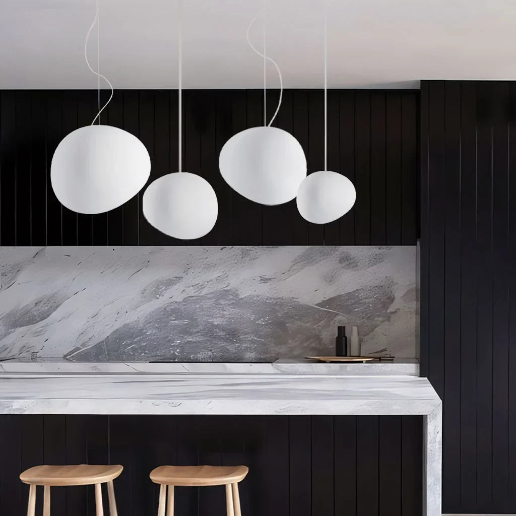 Lumera Pendant Light With Frosted Pebble Shade, Soft Minimalist Glow