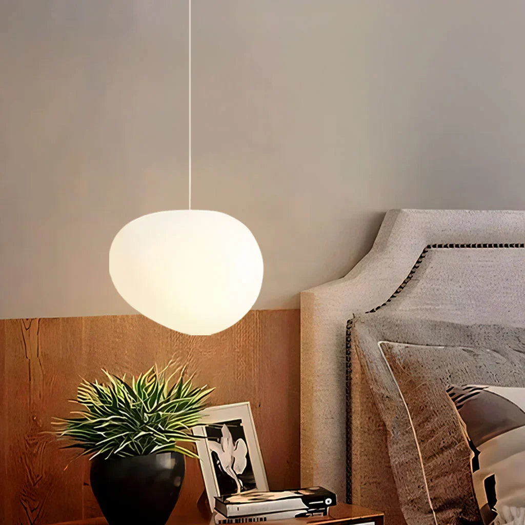 Lumera Pendant Light With Frosted Pebble Shade, Soft Minimalist Glow
