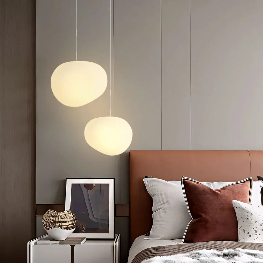 Lumera Pendant Light With Frosted Pebble Shade, Soft Minimalist Glow