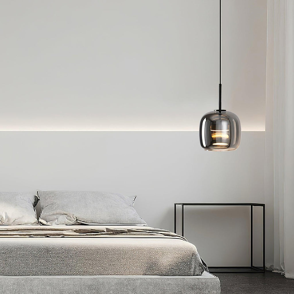 Mirelle Smoked Glass Pendant Light for Bedroom, Modern Soft Glow
