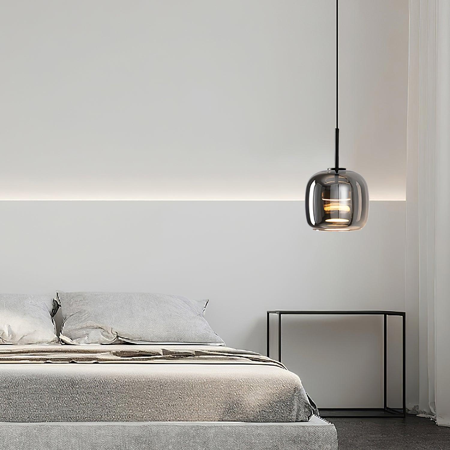 Mirelle Smoked Glass Pendant Light for Bedroom, Modern Soft Glow