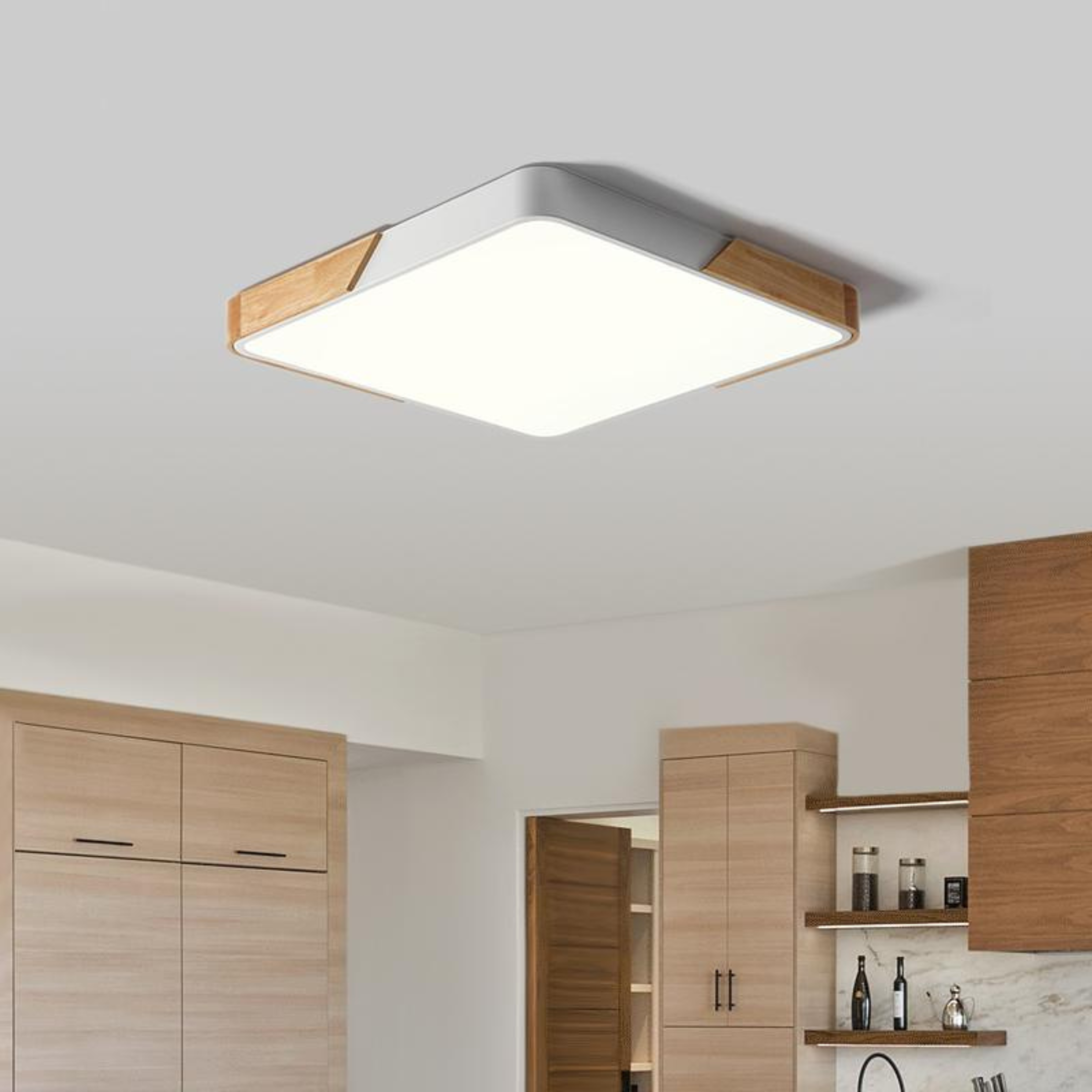 Kirrea | Square Flush-Mount Ceiling Light for Kitchen | Dimmable LED with Selectable Colors