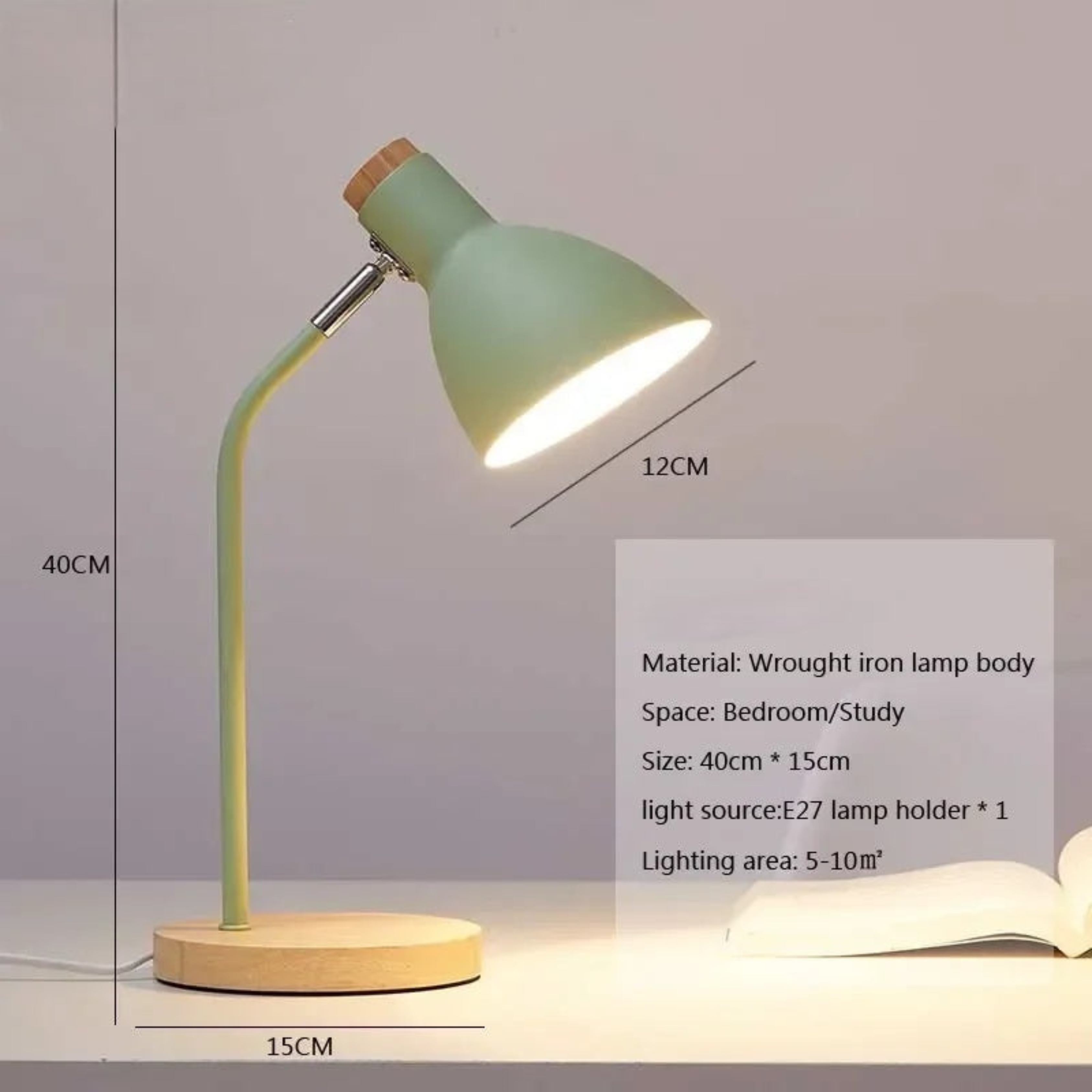 HearthOak | Bedside and Desk Lamp in Rustic Wood with Warm Glow